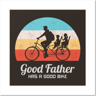 Father with children on bicycle Posters and Art